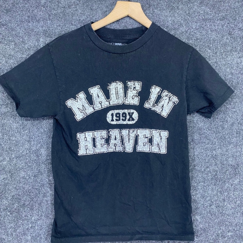 Fashion Nova Men Made In 199X Heaven Graphic T-Shirt Black Small Retro 90s Style
